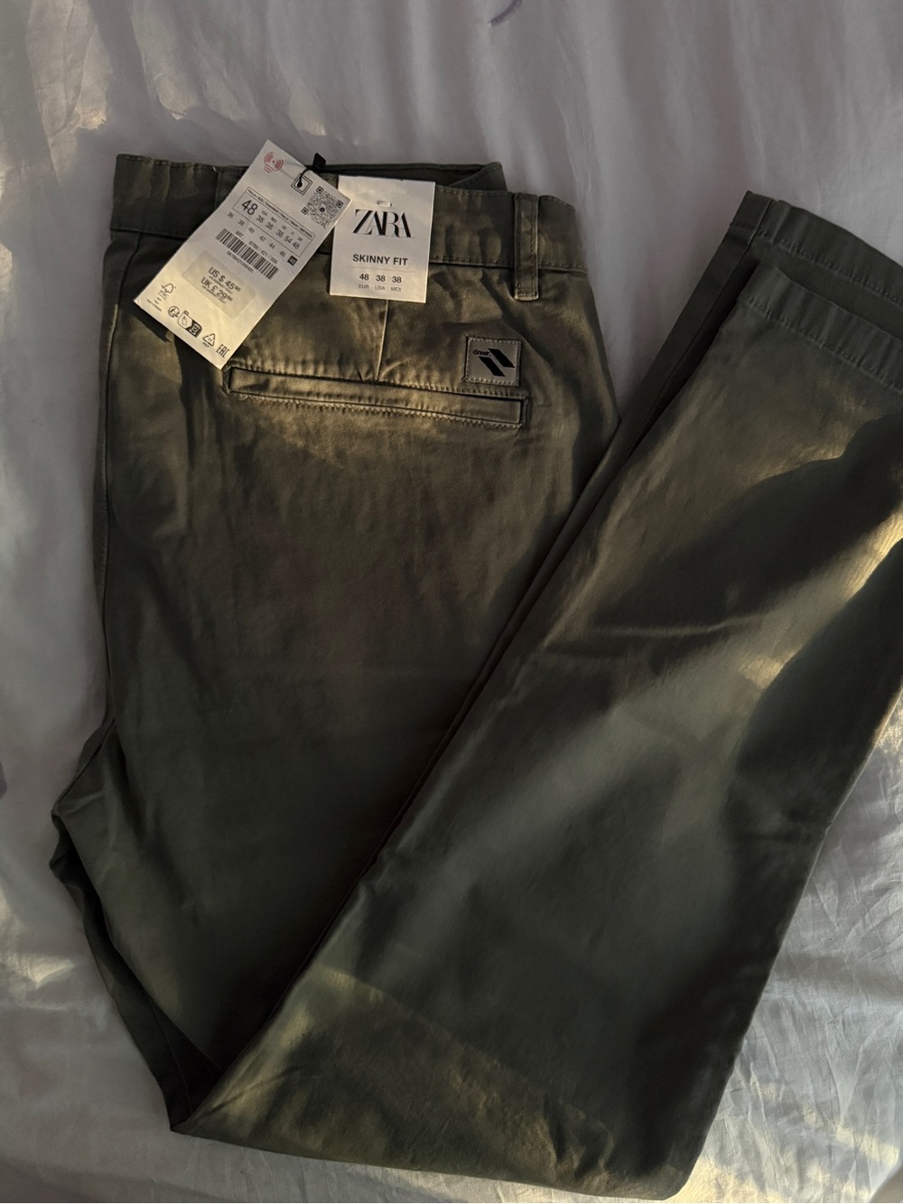 BRAND NEW WITH TAGS ZARA Men Skinny Fit Olive Green Pants